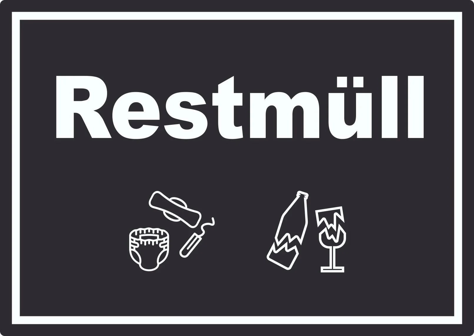 Aufkleber „Restmüll“ – Mülltrennung mit Text & Symbol